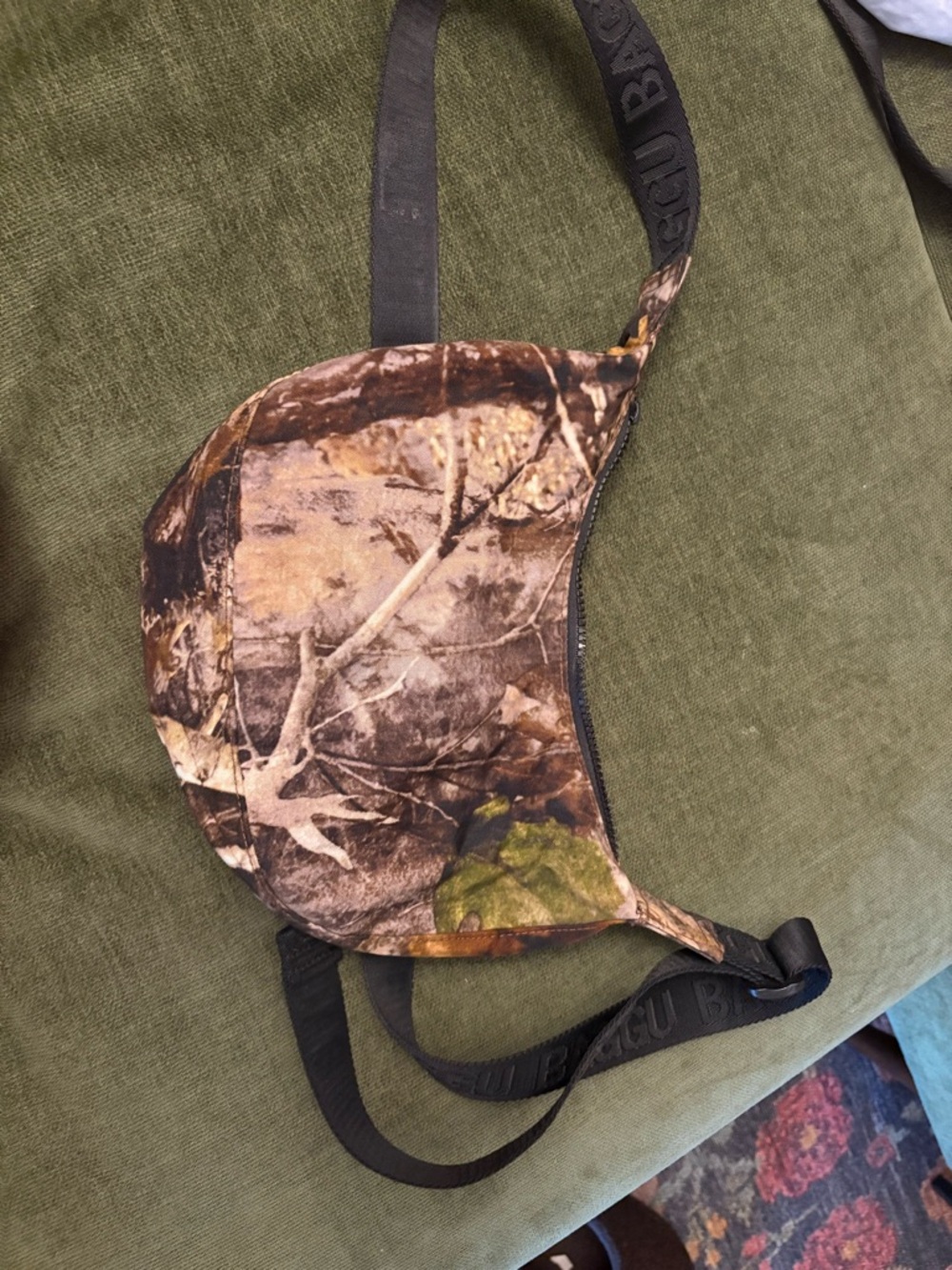Camo Small Crescent Crossbody BAGGU- Realtree-Style Print